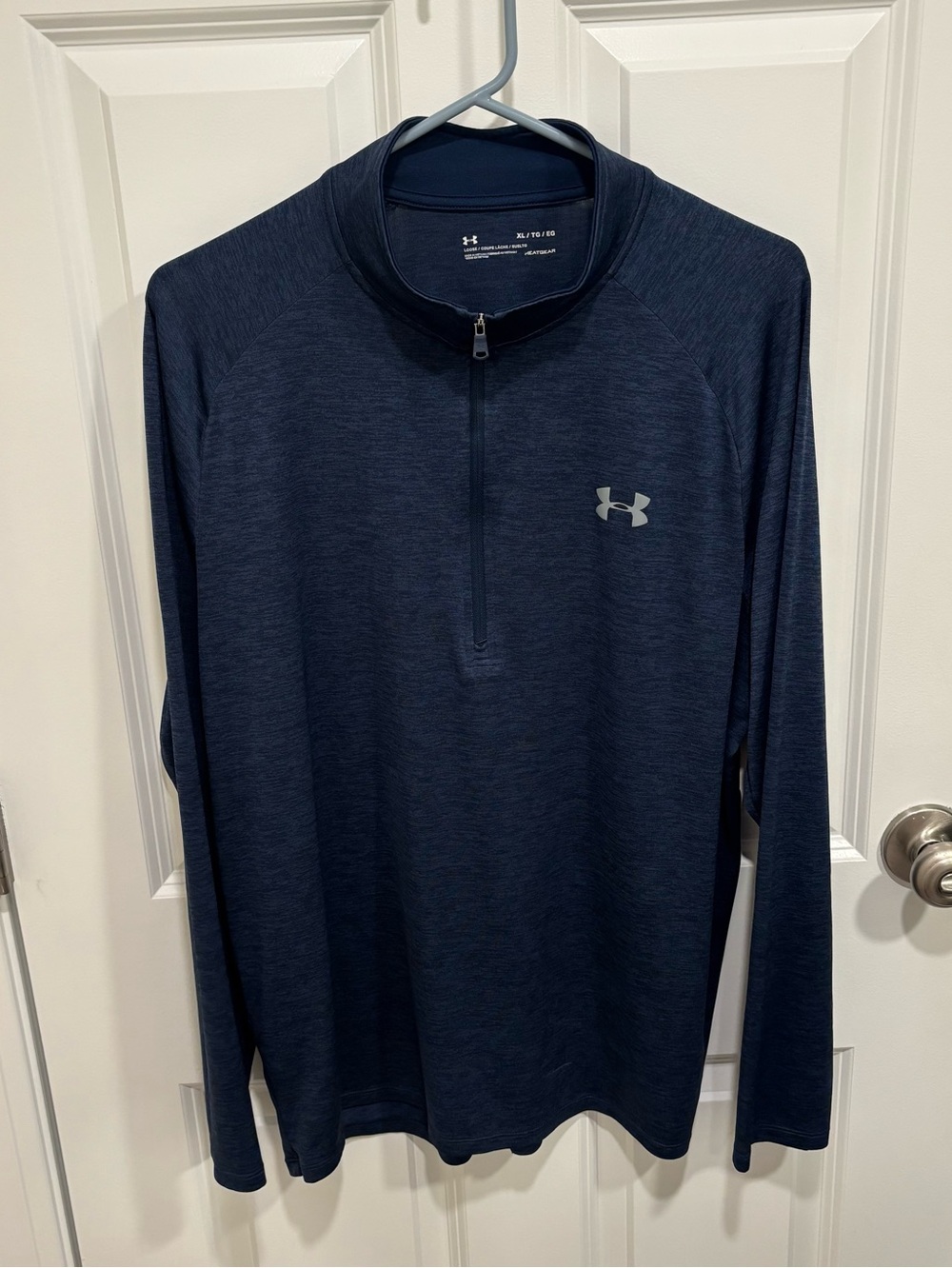 Under Armour HeatGear Navy Blue Quarter Zip Sweatshirt Mens U.S. XL